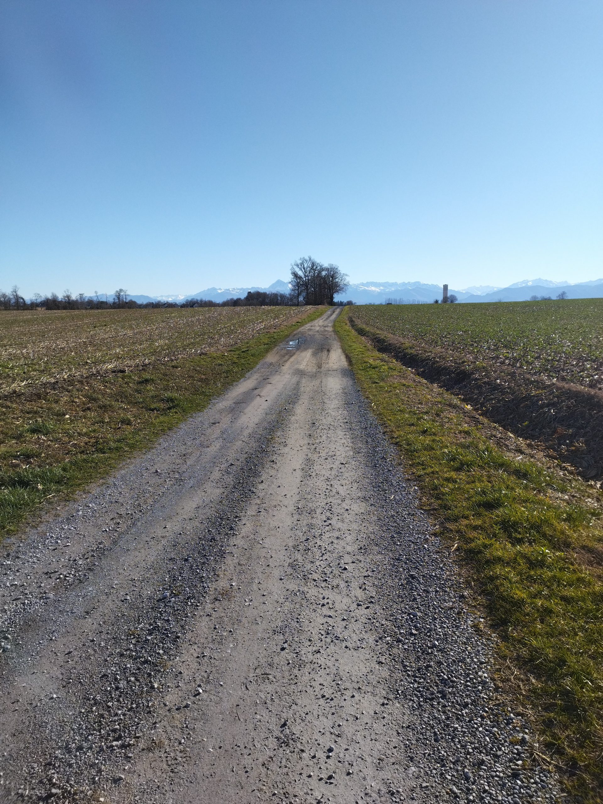 Chemin gravel et montagne